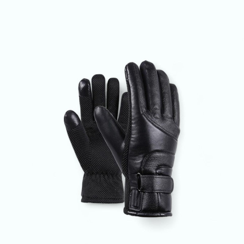 Raisin Black / Unique Gants Chauffants Moto Femme Cuir